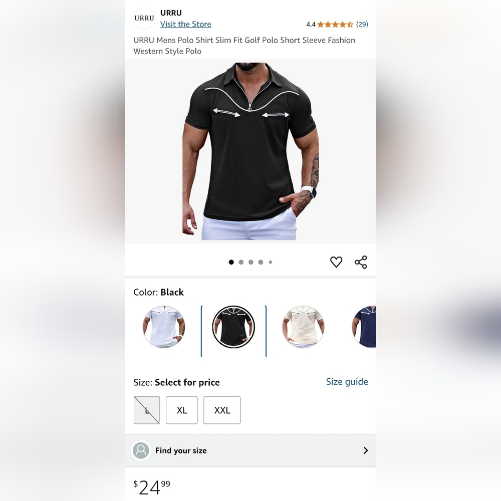 URRU Mens Shirt Slim Fit Rockabilly Western Style Polo. Size S | NWT - Picture 8 of 9